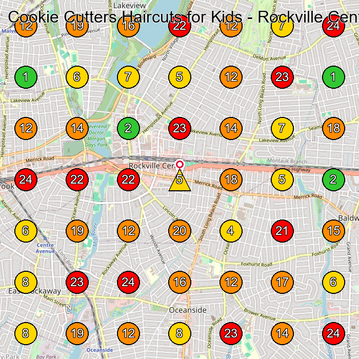 Cookie Cutters Haircuts for Kids - Rockville Centre Hair Salon GeoGrid ranking map for Rockville Centre NY